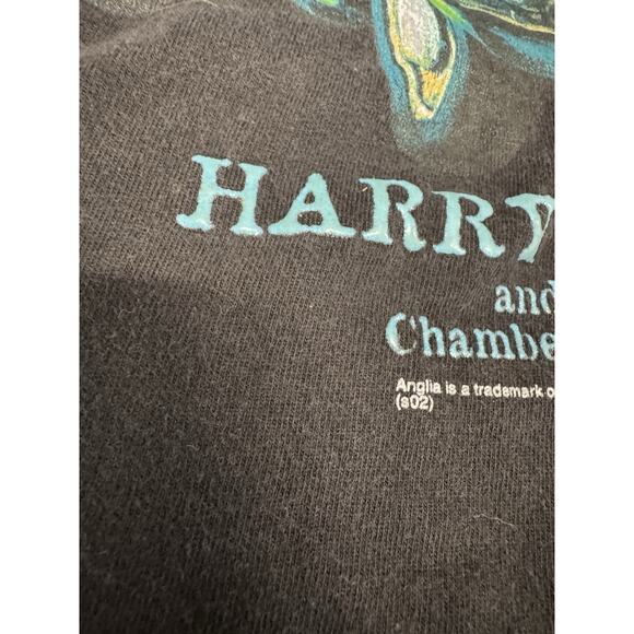 Vintage 2002 Black L Harry Potter Chamber of Secrets Flying Ford Anglia T-Shirt - Picture 9 of 12